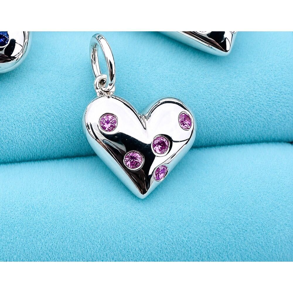 Tiffany & Co Pink Sapphire Etoile Heart Charm in Silver